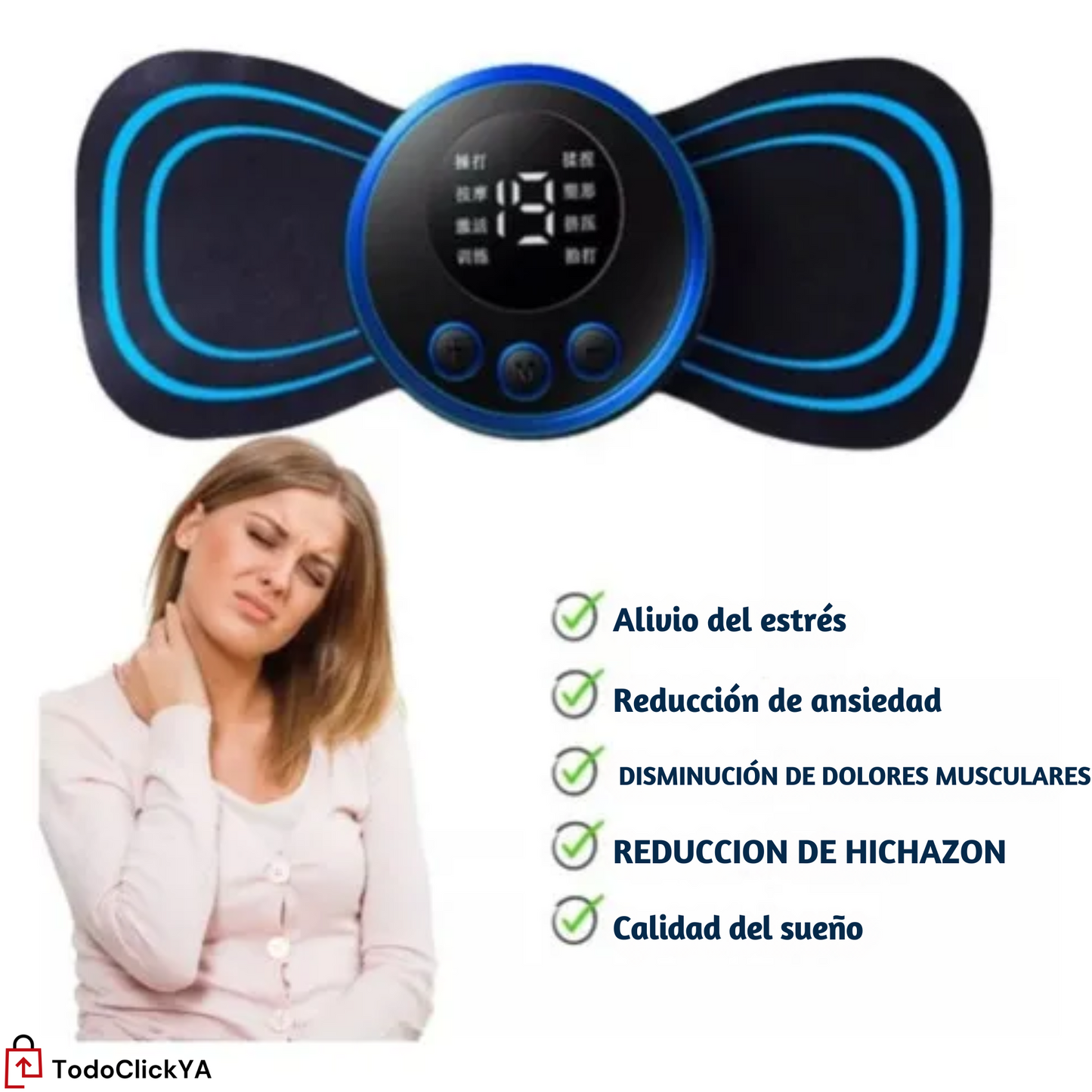Combo Reductor 3 en 1: Faja, Masajeador y Parche Abdominal