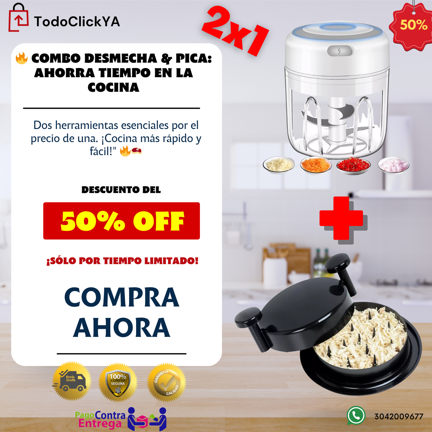 Combo Desmecha & Pica – 2 en 1 | Ahorra Tiempo en la Cocina + Envío Gratis