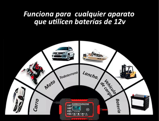 🔋✨Cargador Inteligente de Batería 12V 6A – Mantenimiento y Reparación con Pantalla LCD🚗⚡